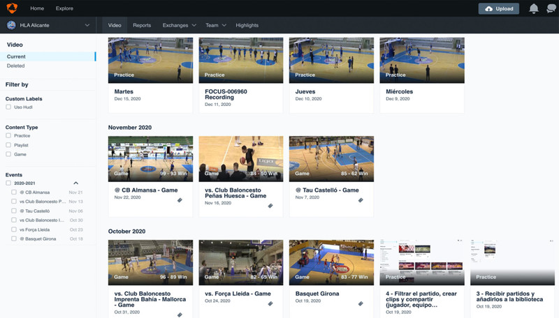 HLA Alicante Hudl dashboard