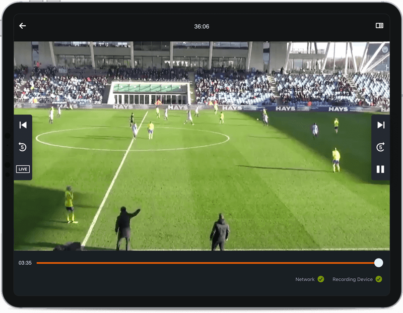Grabación de video de fútbol en una tableta